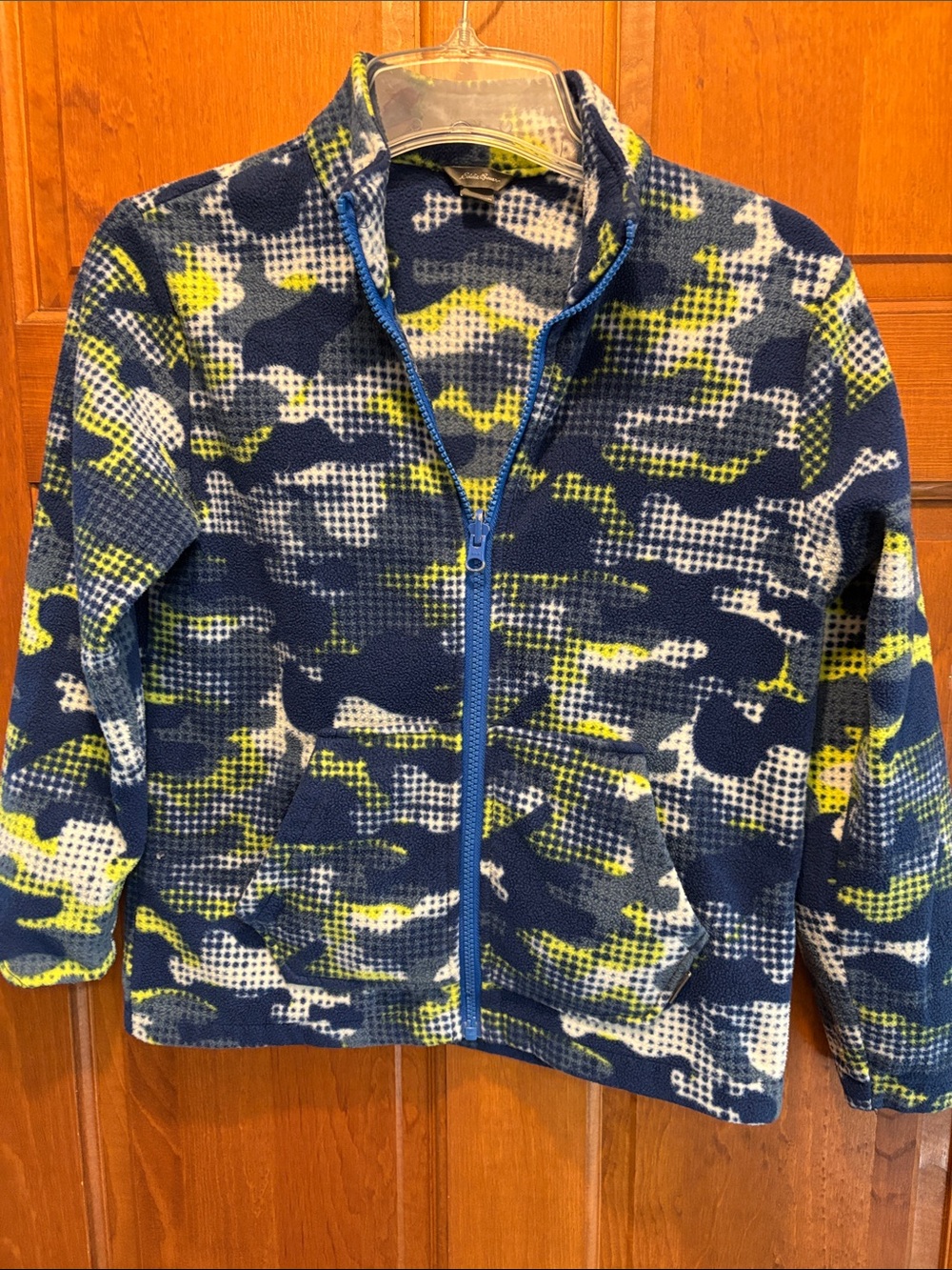 Eddie Bauer Kids Navy & Lime Camouflage Zip Fleece Jacket